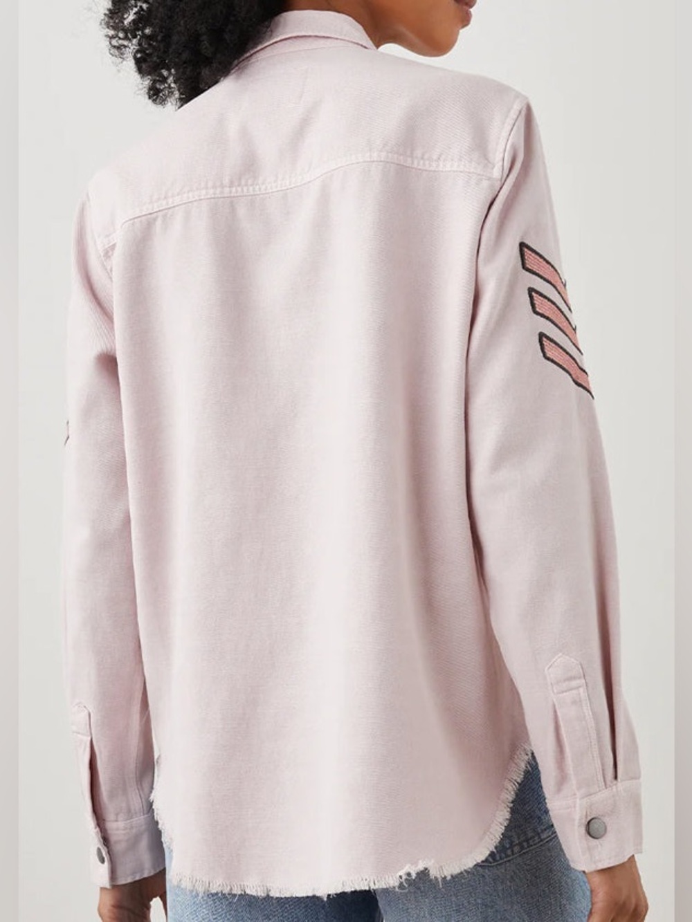 Rails Light Pink Shirt Jacket w/ Embroidered Chevron Size Medium Excellent!! - Picture 5 of 6